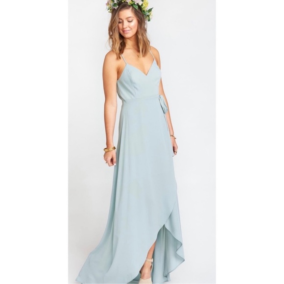 NWT Show Me Your MuMu Mariah Wrap Dress in Silver Sage Crisp - Picture 1 of 8